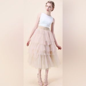 Chicwish LAYERED TULLE SKIRT IN NUDE PINK